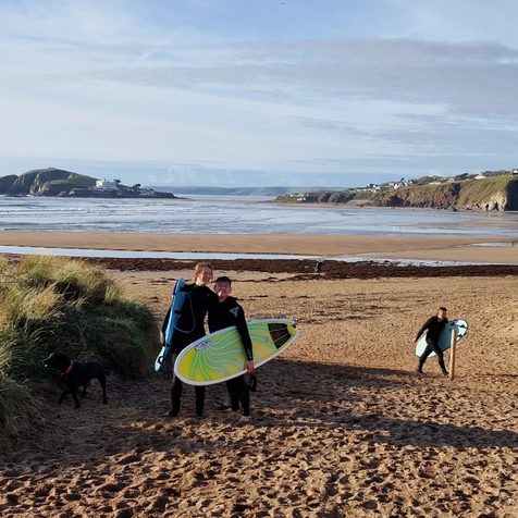 Surfers at Bantham Beach